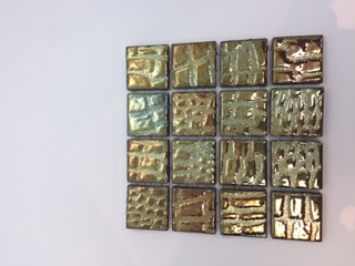 Pate de Verre 2.4 x 2.4 cm Rayé Vert  par 100g