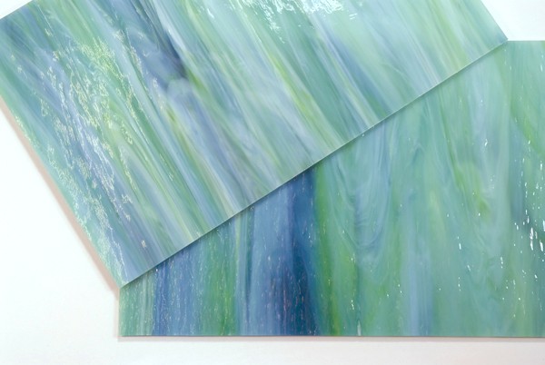 Plaque de Verre 20 x 30 cm n°28 - Aigue-Marine Vert Clair Blanc