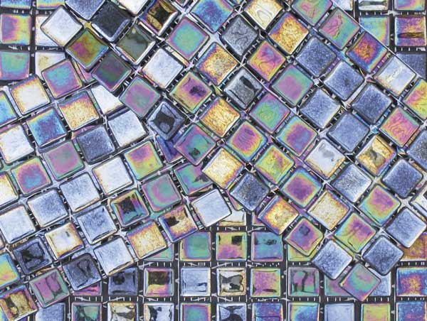 Pate de verre Irisé Noir 2,4 x 2,4 cm, par 100g