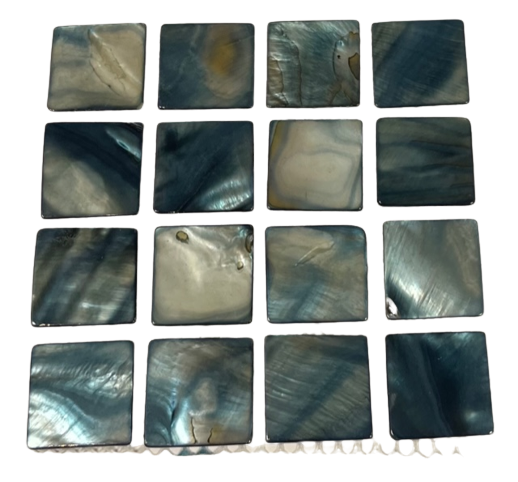 Nacre Bleu et Blanche - 2,5 x 2,5 cm, Par 100 gr