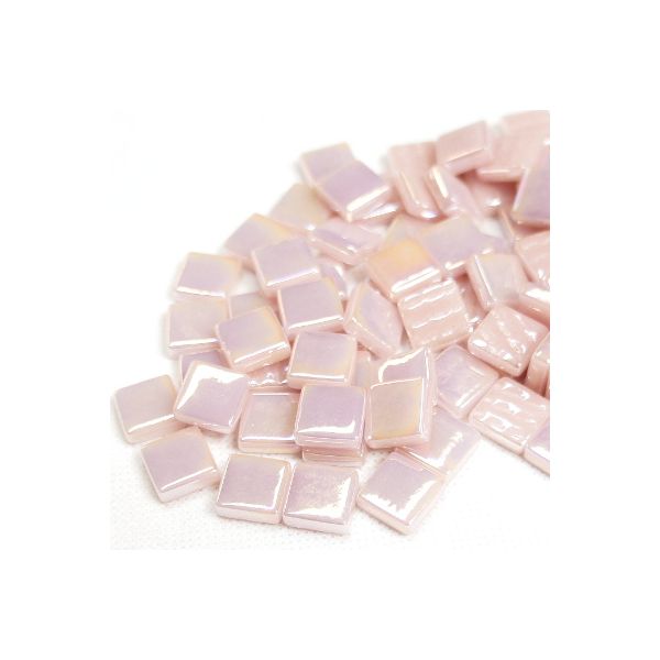Pate de Verre 1.2 x 1.2 cm - Rose Clair Irisé, Par 100 g