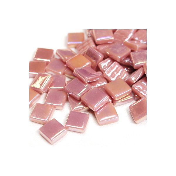 Pate de Verre 1.2 x 1.2 cm - Rose Foncé Irisé, Par 100 g 