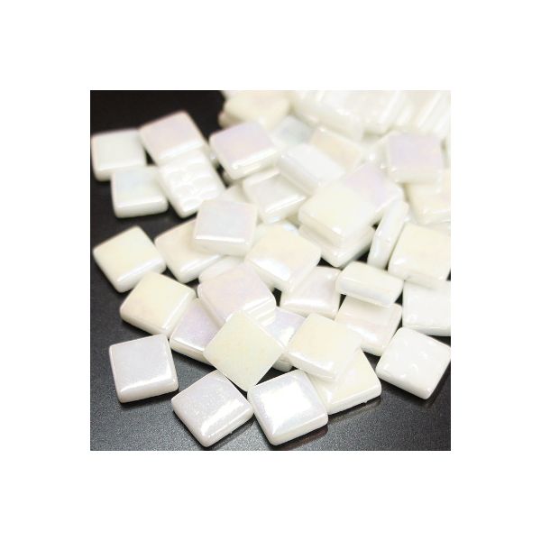 Pate de Verre 1.2 x 1.2 cm - Blanc Irisé, Par 100 g
