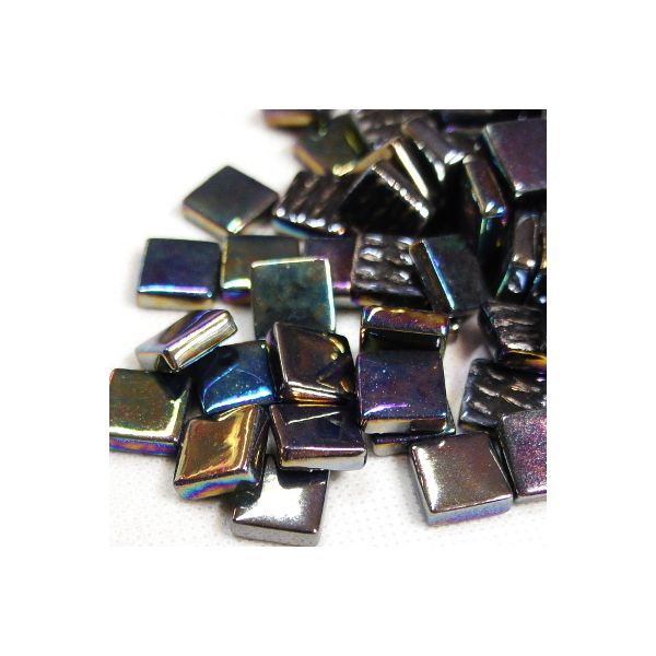 Pate de Verre 1.2 x 1.2 cm - Noir Irisé, Par 100 g