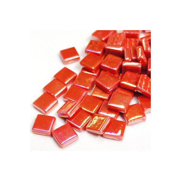 Pate de Verre 1.2 x 1.2 cm - Rouge Irisé, Par 100 g