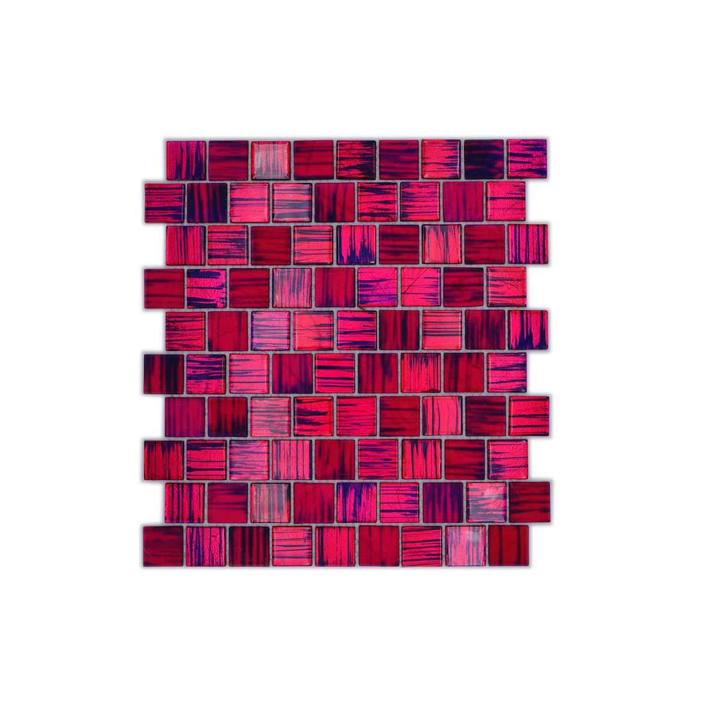 Mix Pâte de verre striée rose ,Brillant et mate, 3 x 3 cm par 100 g.