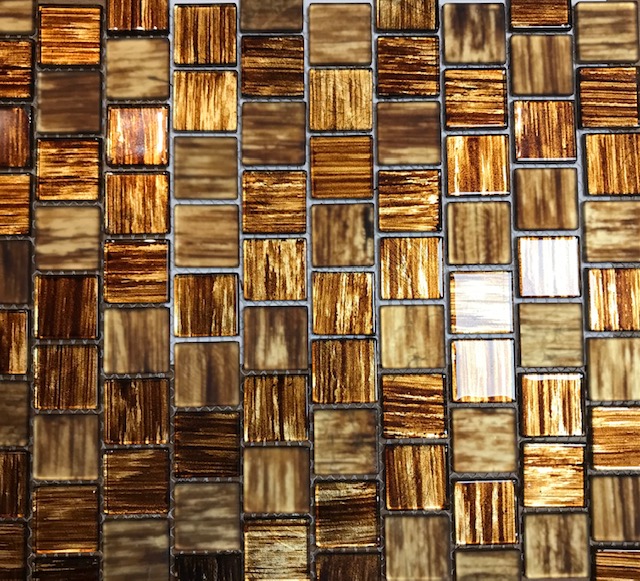 Mix Pâte de verre striée Marron ,Brillant et mate, 3 x 3 cm par 100 g.