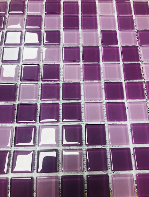 Pâte de verre mix violet , 2.5 x 2.5 cm , par 100 g 