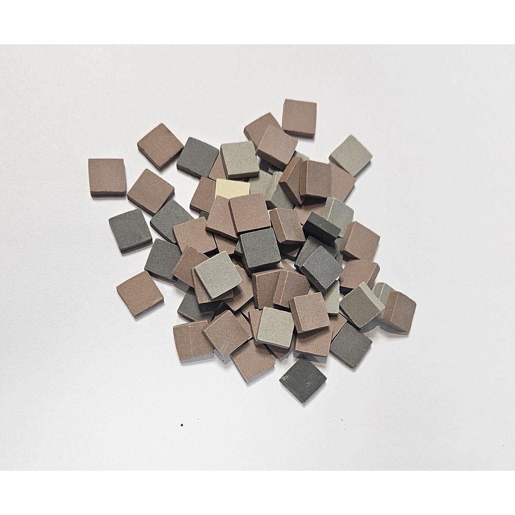 Mix grès cérame Villeroy gris clair, gris foncé, vieux rose - 1.2 x 1.2 cm, vendu par 100g