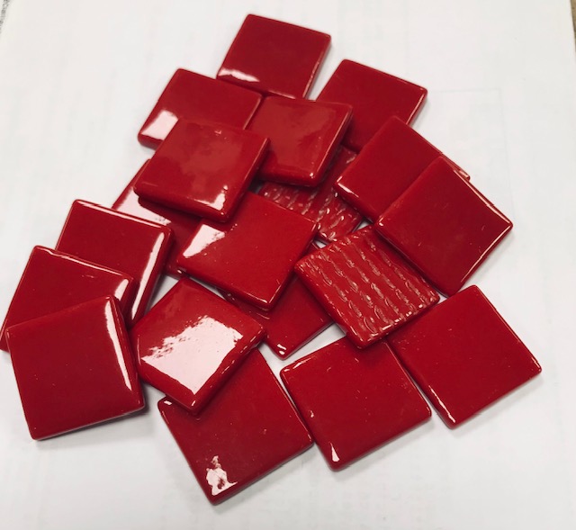 Pâte de verre rouge profond - 2.5 x 2.5 cm , par 100g