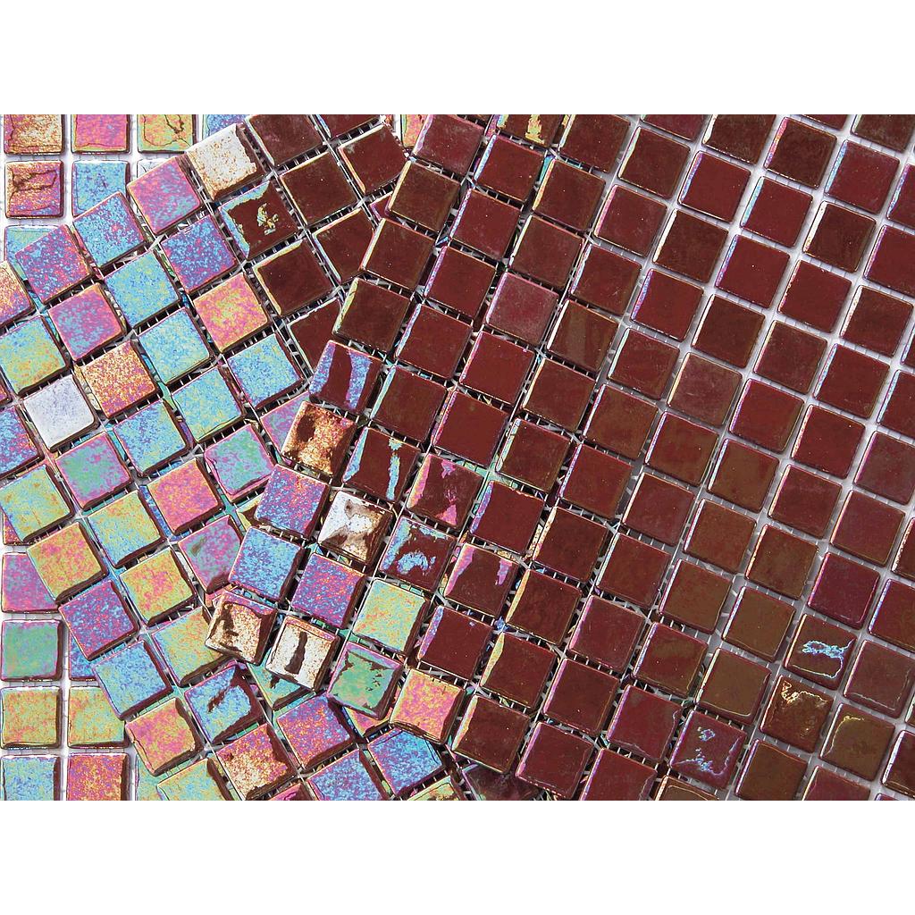 Pate de verre Irisé Bordeaux 2,4 x 2,4 cm, par 100g 