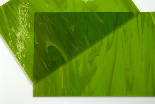 Plaque de Verre 20 x 20 cm n°24 - Vert Mousse Nuageux