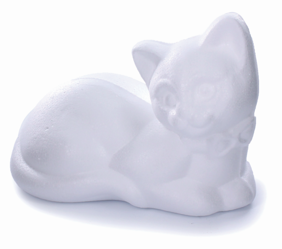 Chat Allongé Polystyrène 13.5 x 9.5 cm