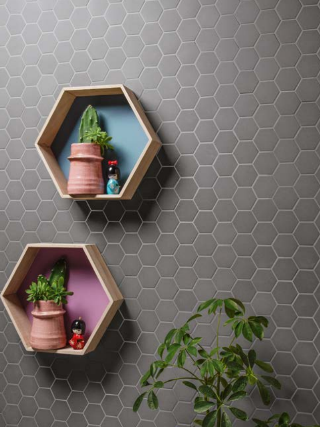 Emaux Pleine Masse Esagono Full Body, 5 x 5 cm (sur rete), Vendu au m, 1Bte = 1m²