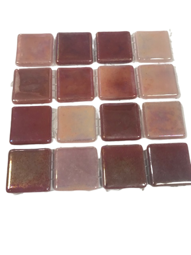 Pate de verre Irisé Mauve 2,4 x 2,4 cm, Par 100g