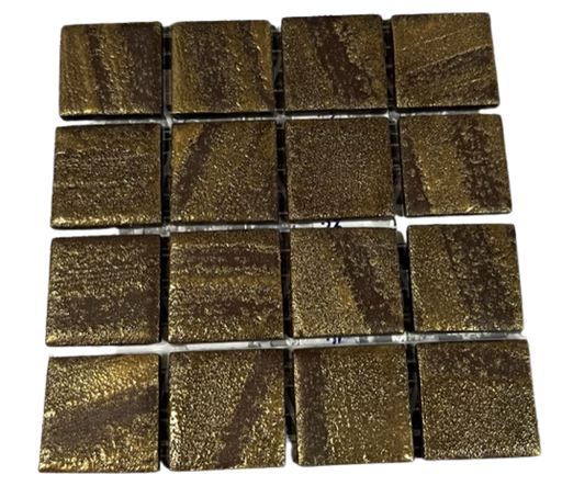 [tina05 matte] Pate de verre Marron et Or - 2,5 x 2,5 cm, Par 100 gr
