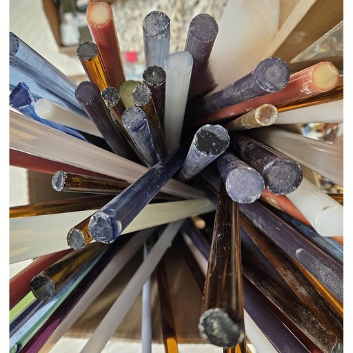 Mix tiges de verre ancien, vendu par 500g