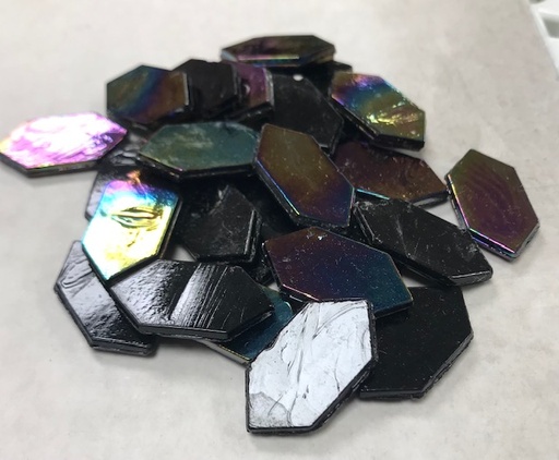 [CY AMETRINO - DIOPSIDE] Navettes - Duo Noir opaque et noir irisé - 3 x 1.5 cm , par 100 g