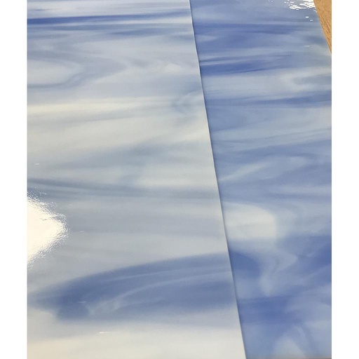 Plaque de Verre 20 x 20 cm - Bleu ciel nuagé blanc - n°5 