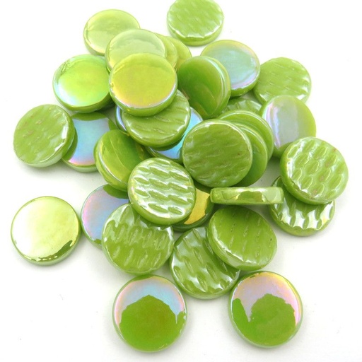 [PR Pearlised Acid Green Bis91P] Pastille vert pomme irisé - 1.8 cm , par 100 g .  