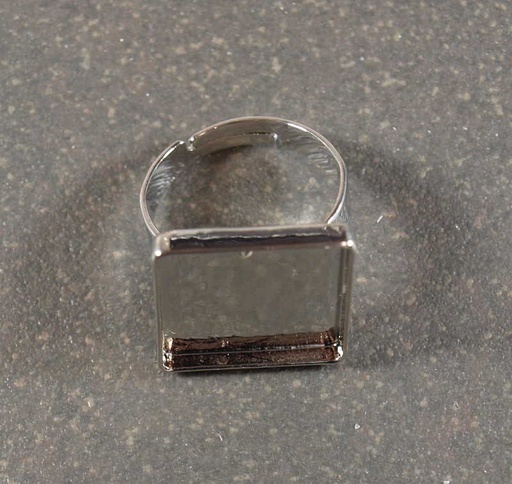 [61633001G] Bague Carré Métal Argenté - 2 cm