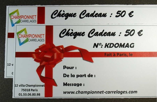 Chèque cadeau de  50€