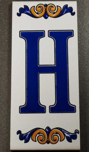 Lettre H en Faïence, 6.5 x 15 cm