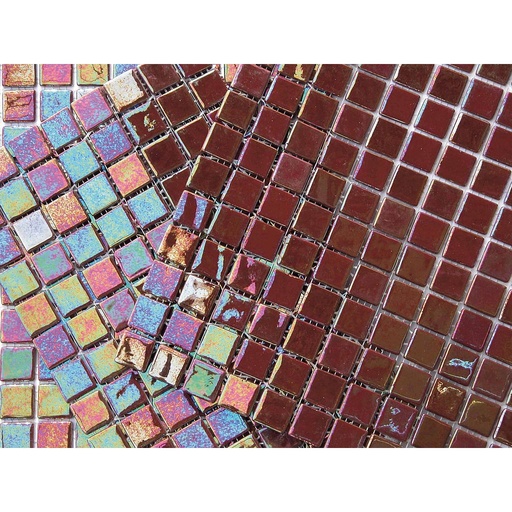 Pate de verre Irisé Bordeaux 2,4 x 2,4 cm, par 100g 