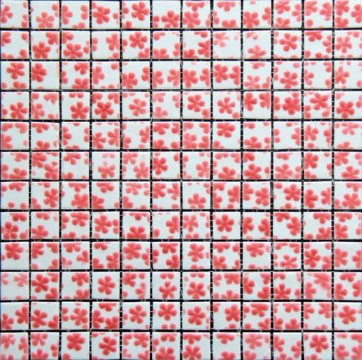 Pate de Verre 2.4 x 2.4 cm Fleur Rose MOS, par 100g