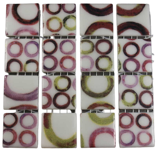 Pate de Verre Motifs Tate Rose-Vert 2.5 x 2.5 cm, par 100g