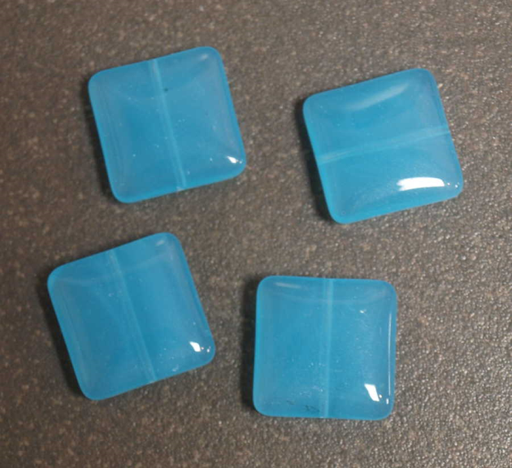 Perle Carrée en Verre - Bleu Turquoise