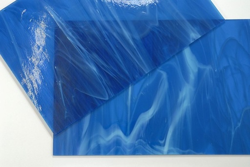 [PLAVER20X20/25] Plaque de Verre 20 x 20 cm  - Aigue Marine Foncé Nuageux n°25