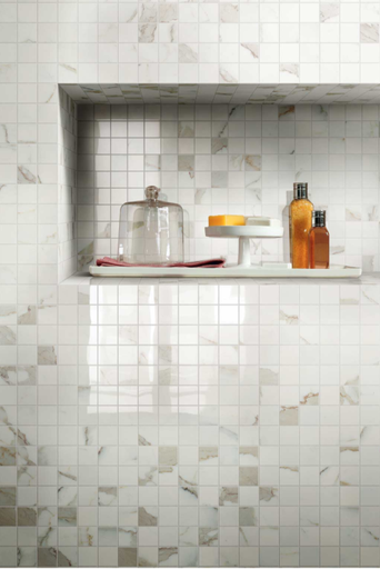 Grès Cérame, Antique Marble Mosaico Brillant, 30 x 30 cm, ep. 10 mm, vendu à la pièce, 1 bte = 11 plaques